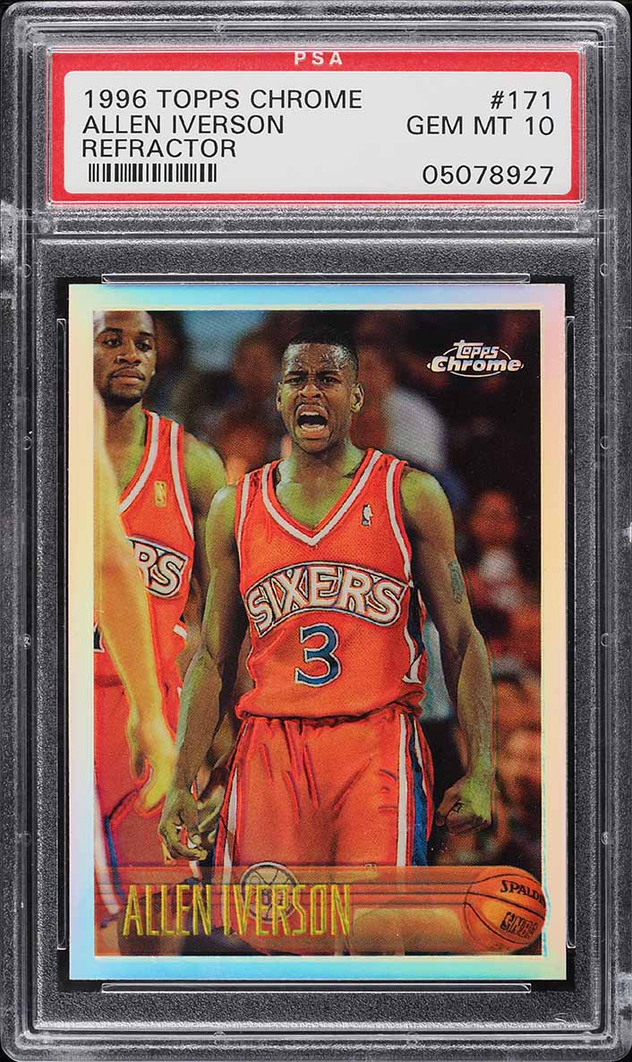 1996 Topps Chrome Refractor Allen Iverson ROOKIE #171 PSA 10