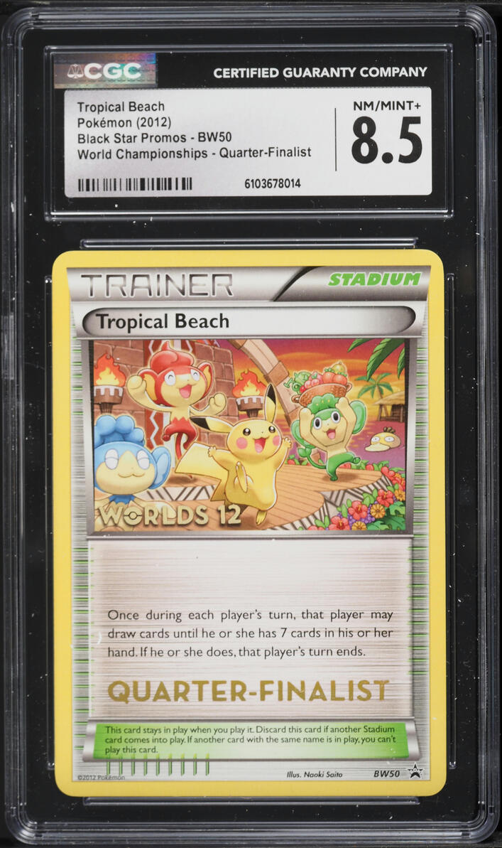 2012 Pokemon BW Promo World Championships Quarter-Finalist Tropical Beach #BW50 CGC 8.5 NM-MT+