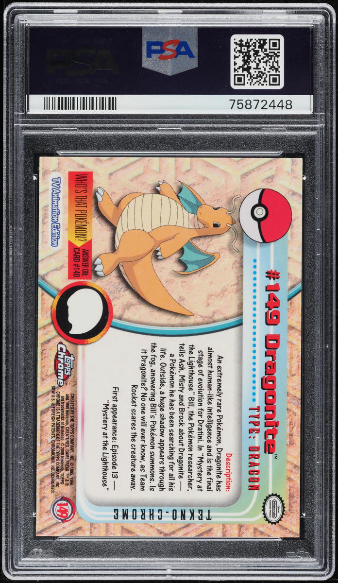2000 Topps Chrome Pokemon TV Series 2 Tekno Dragonite #149 PSA 9 MINT