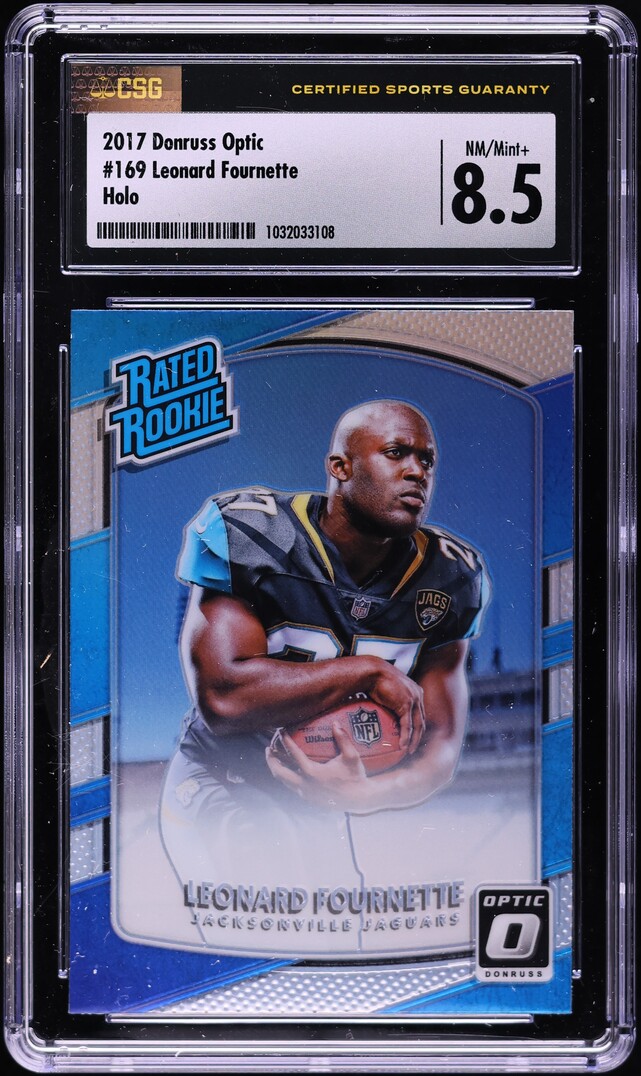 2017 Donruss Optic Holo Leonard Fournette ROOKIE #169 CSG 8.5 NM-MT+