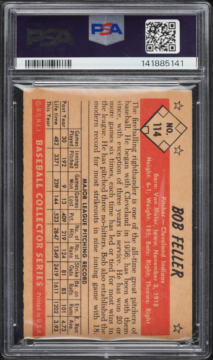 1953 Bowman Color Bob Feller #114 PSA 4 VGEX