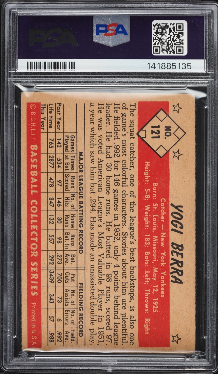 1953 Bowman Color Yogi Berra #121 PSA 2(mc) GD