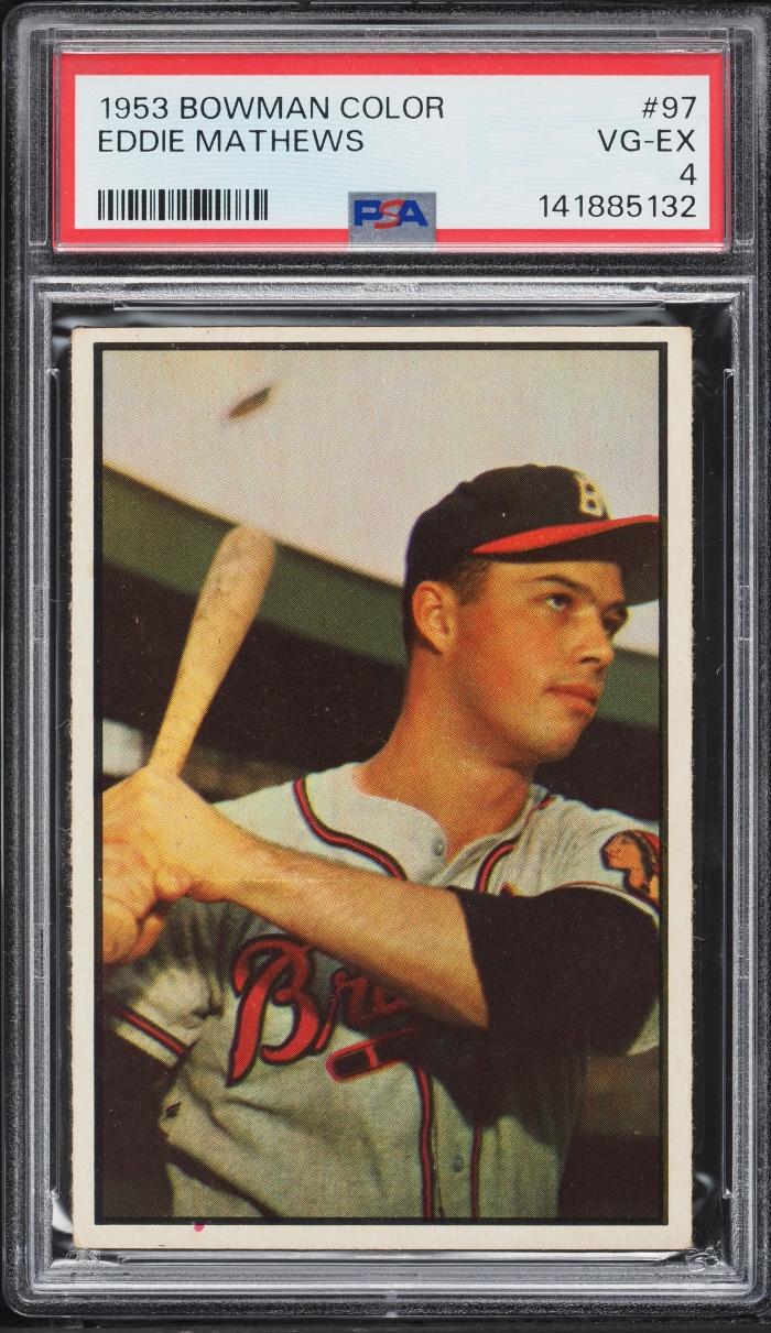 1953 Bowman Color Eddie Mathews #97 PSA 4 VGEX