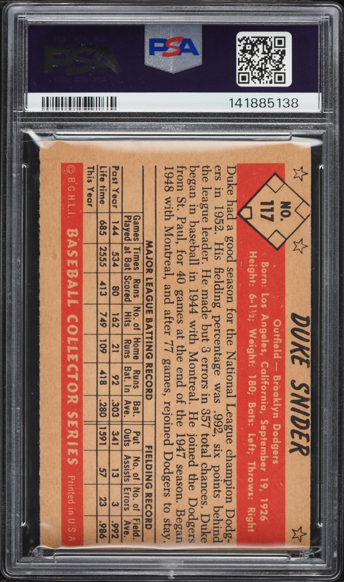 1953 Bowman Color Duke Snider #117 PSA 5(mc) EX
