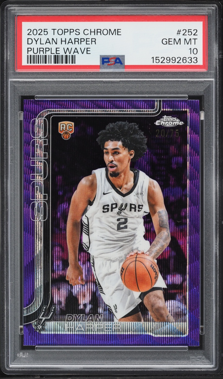 2025 Topps Chrome Purple Wave Dylan Harper ROOKIE /75 #252 PSA 10 GEM MINT