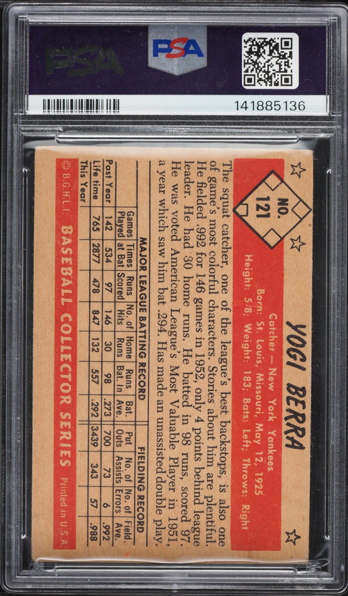1953 Bowman Color Yogi Berra #121 PSA 3 VG