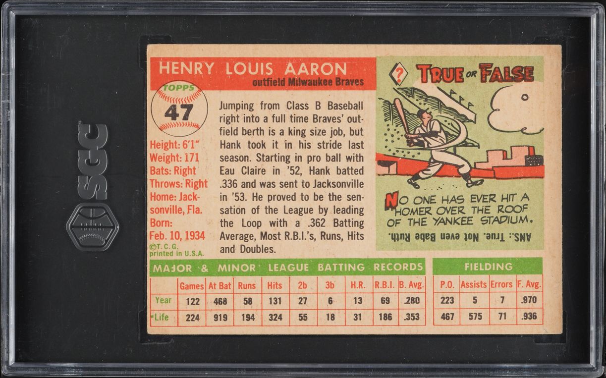 1955 Topps Hank Aaron #47 SGC 4.5 VGEX+
