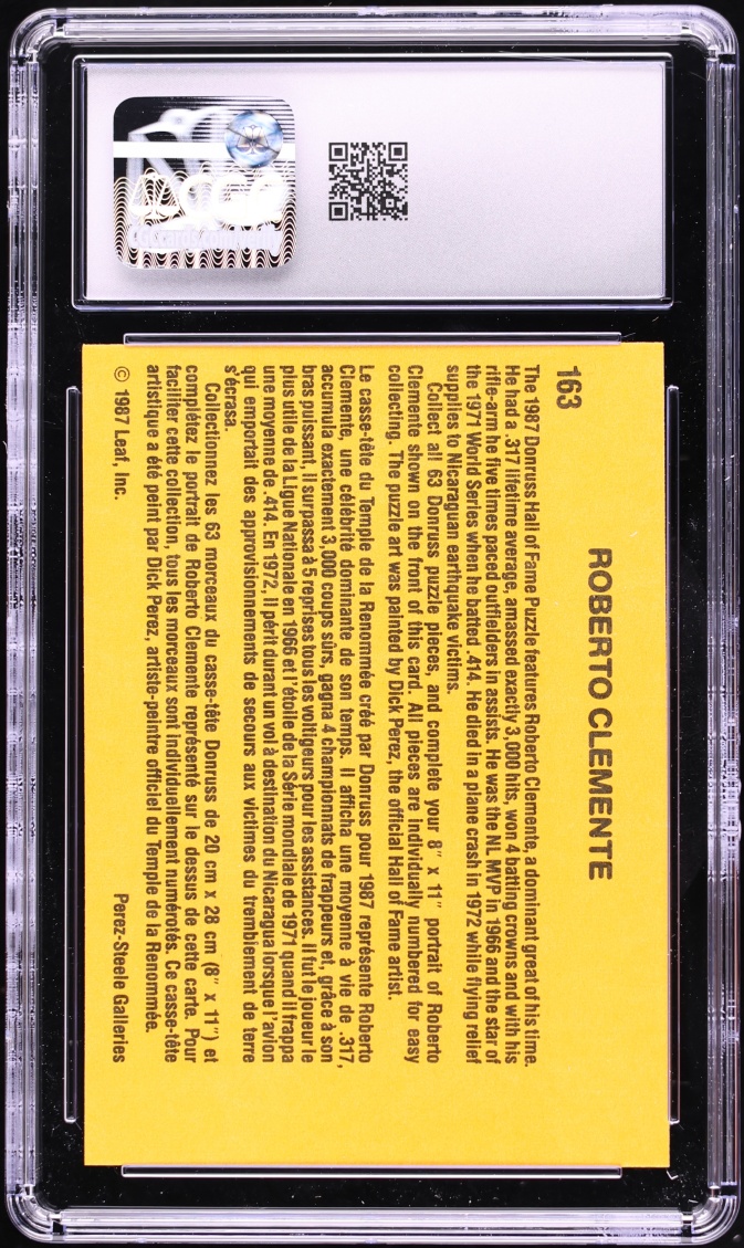 1987 Leaf Roberto Clemente #163 CGC 8.5 NM-MT+
