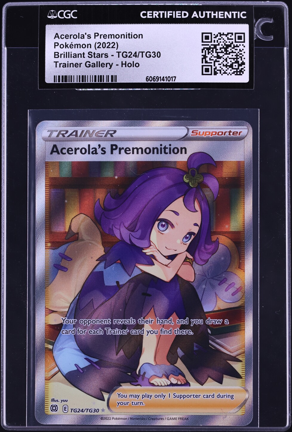 2022 Pokemon SWSH Brilliant Stars Full Art Acerola's Premonition #TG24 CGC AUTH