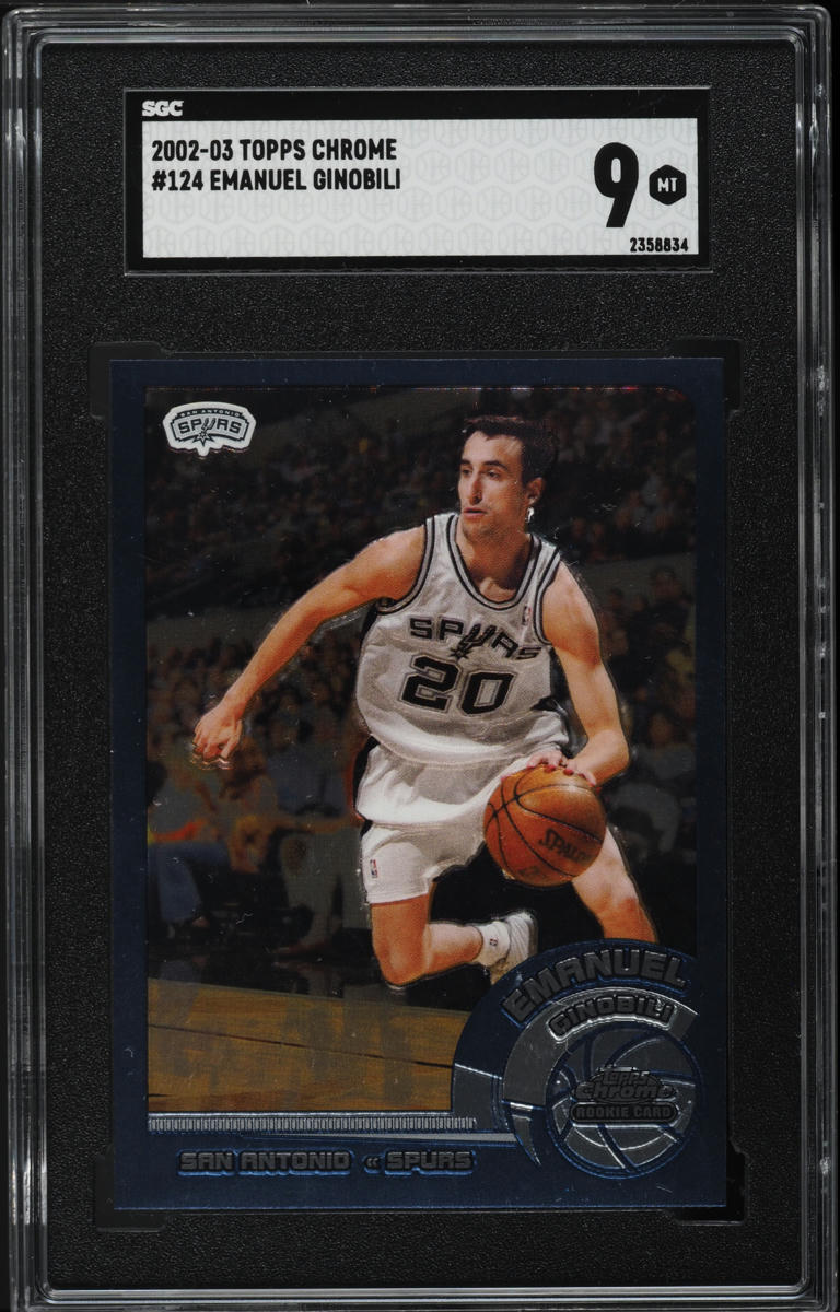 2002 Topps Chrome Manu Ginobili ROOKIE #124 SGC 9 MINT