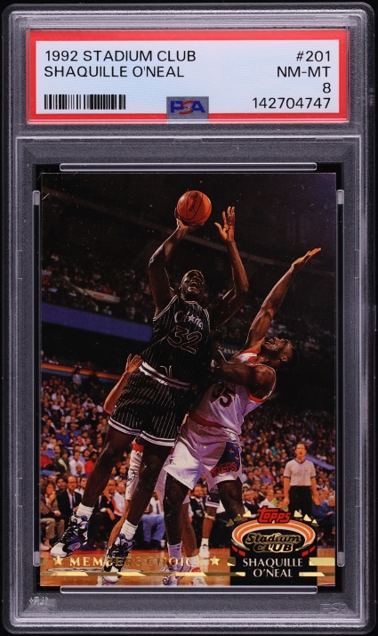 1992 Stadium Club Members Choice Shaquille O'Neal ROOKIE #201 PSA 8 NM-MT
