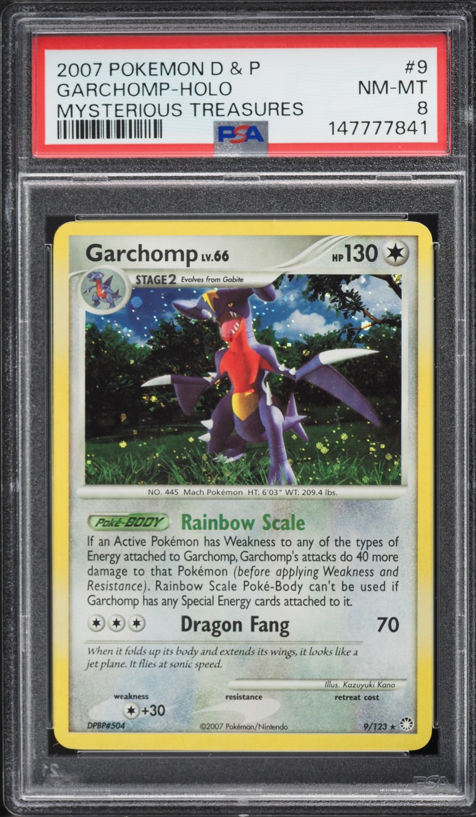 2007 Pokemon Diamond & Pearl Mysterious Treasures Holo Garchomp #9 PSA 8 NM-MT