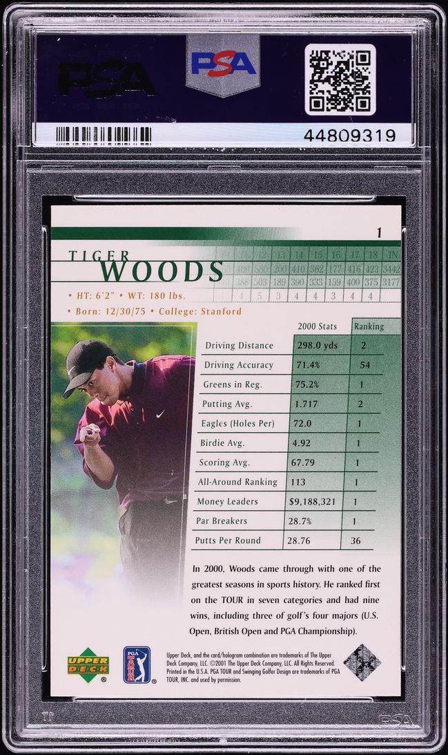 2001 Upper Deck Golf Tiger Woods ROOKIE #1 PSA 10 GEM MINT