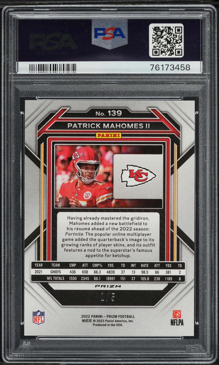 2022 Panini Prizm Gold Vinyl Patrick Mahomes II 1/5 #139 PSA 10 GEM MINT