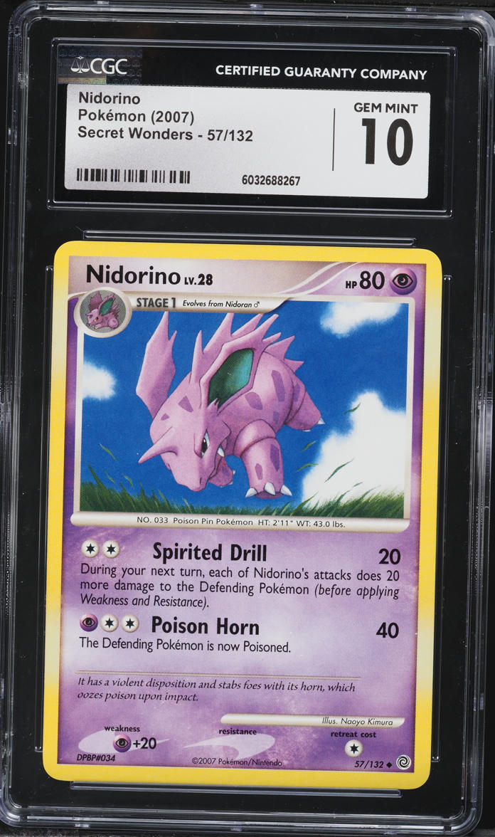 2007 Pokemon Diamond & Pearl Secret Wonders Nidorino #57 CGC 10 GEM MINT