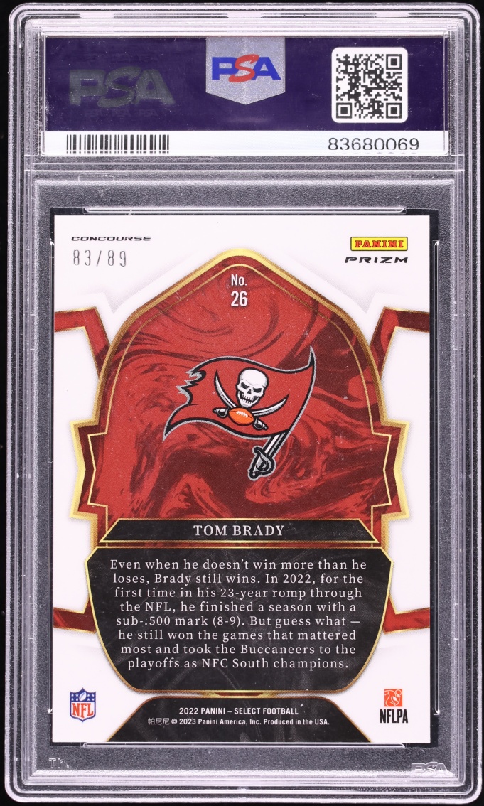 2022 Select Concourse Dragon Scale Prizm Tom Brady /89 #26 PSA 10 GEM MINT