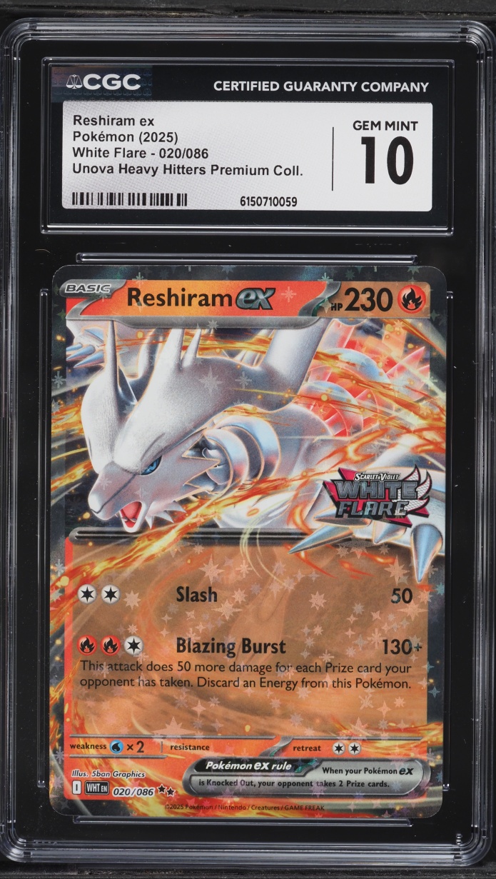 2025 Pokemon SV White Flare Unova Heavy Hitters Premium Collection Holo Reshiram ex #20 CGC 10