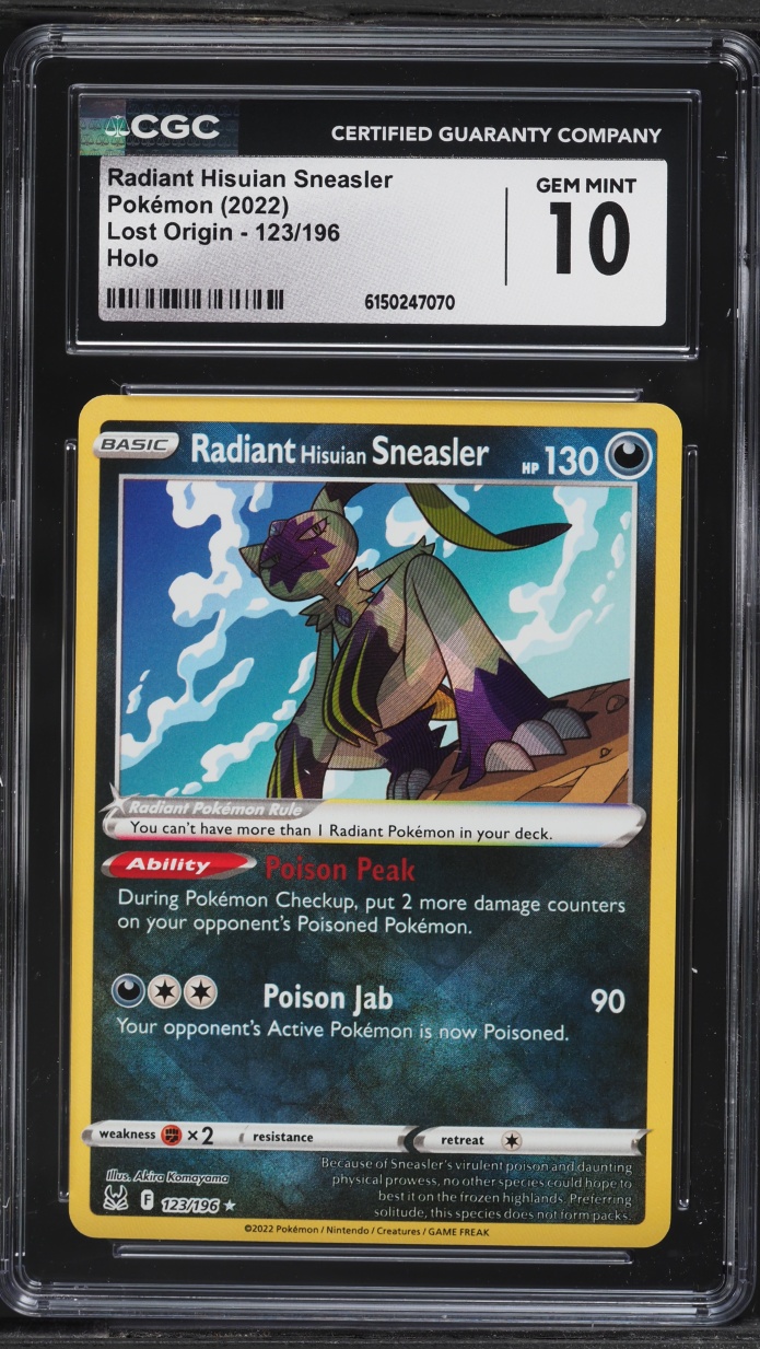 2022 Pokemon Sword & Shield Lost Origin Holo Radiant Hisuian Sneasler #123 CGC 10 GEM MINT