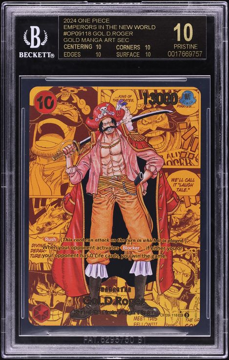 2024 One Piece Emperors New World Gold Manga Gol D. Roger BGS 10 BLACK  LABEL on Fanatics Collect