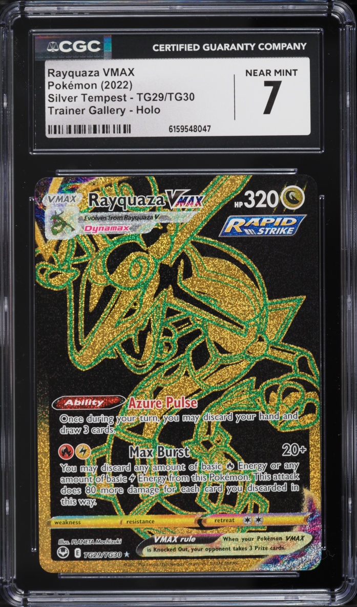 2022 Pokemon Sword & Shield Silver Tempest Full Art Rayquaza VMAX #TG29 CGC 7 NRMT