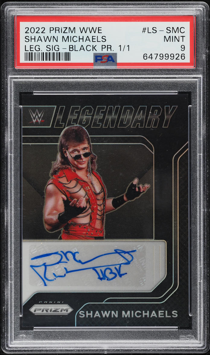 2022 Panini Prizm WWE Legendary Black Shawn Michaels AUTO 1/1 #LS-SMC PSA 9 MINT