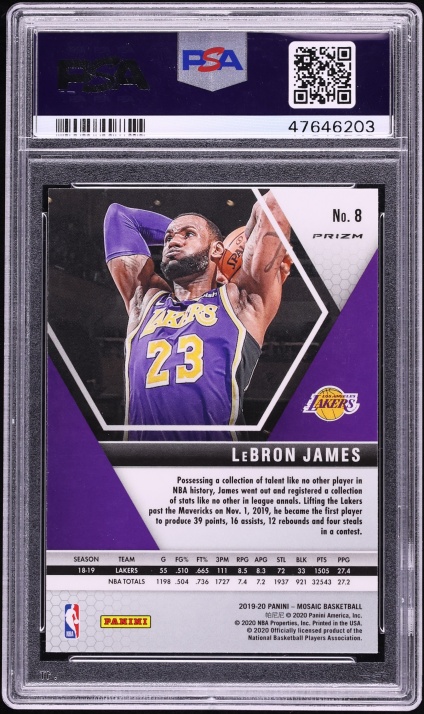 2019 Panini Mosaic Pink Camo LeBron James #8 PSA 10 GEM MINT
