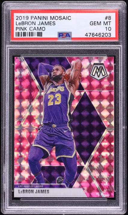2019 Panini Mosaic Pink Camo LeBron James #8 PSA 10 GEM MINT