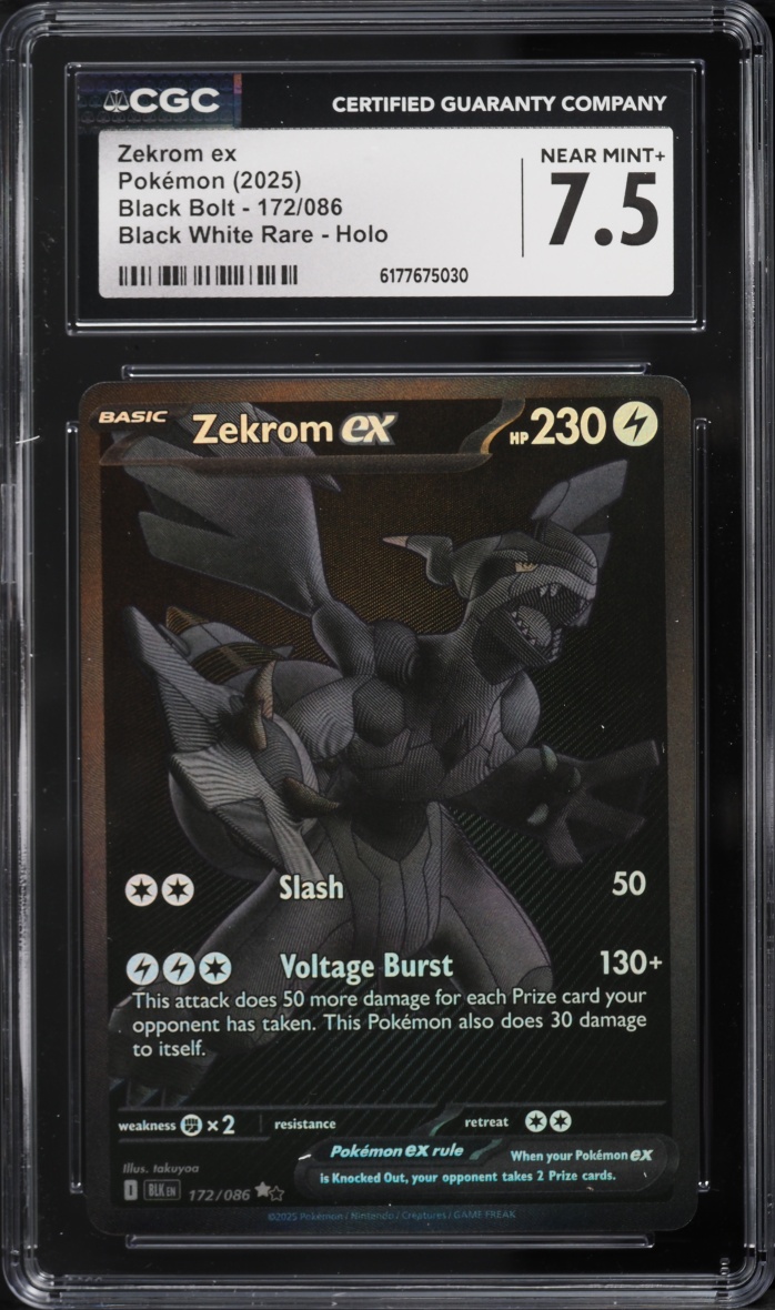 2025 Pokemon Scarlet & Violet Black Bolt BWR Zekrom ex #172 CGC 7.5 NRMT+