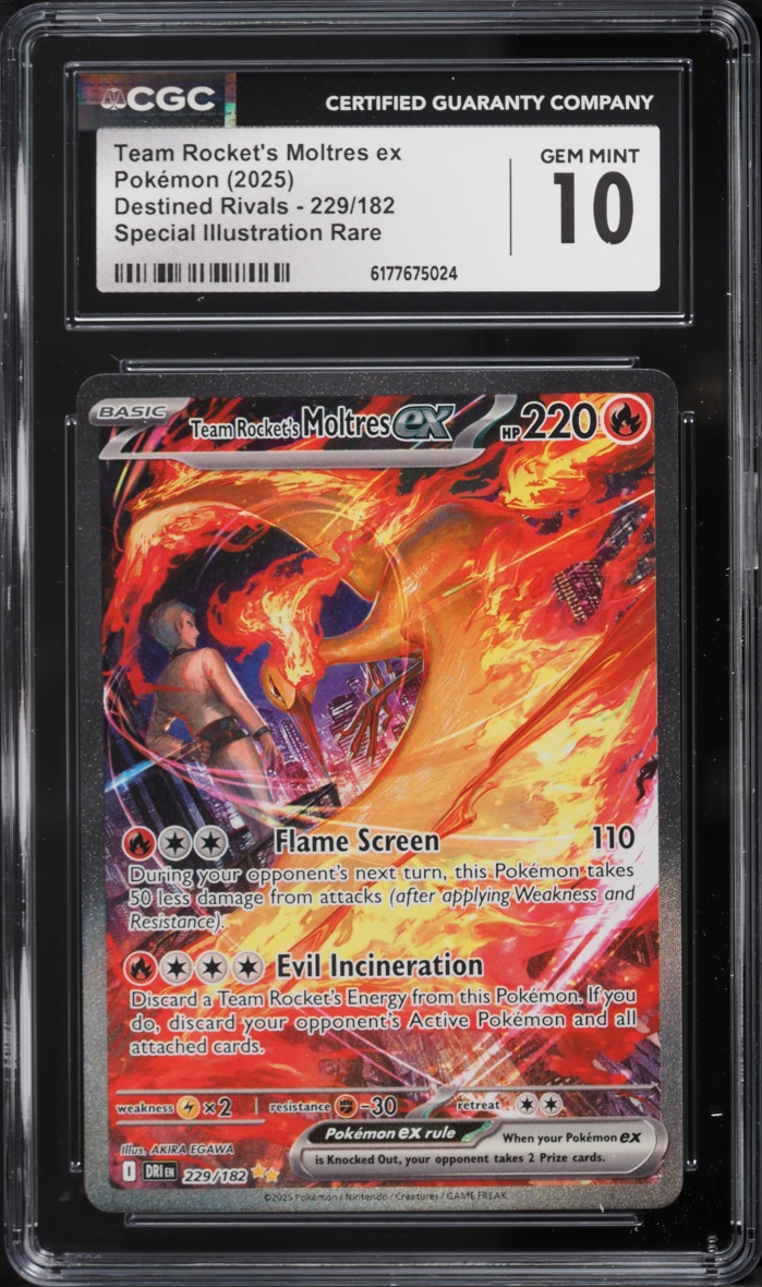 2025 Pokemon Scarlet & Violet Destined Rivals SIR Team Rocket's Moltres ex #229 CGC 10 GEM MINT