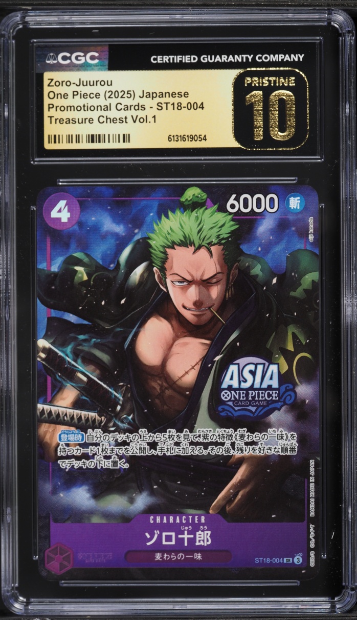 2025 One Piece Japanese Promo Treasure Chest Volume 1 Alt Art Zoro-Juurou #ST18-004 CGC 10