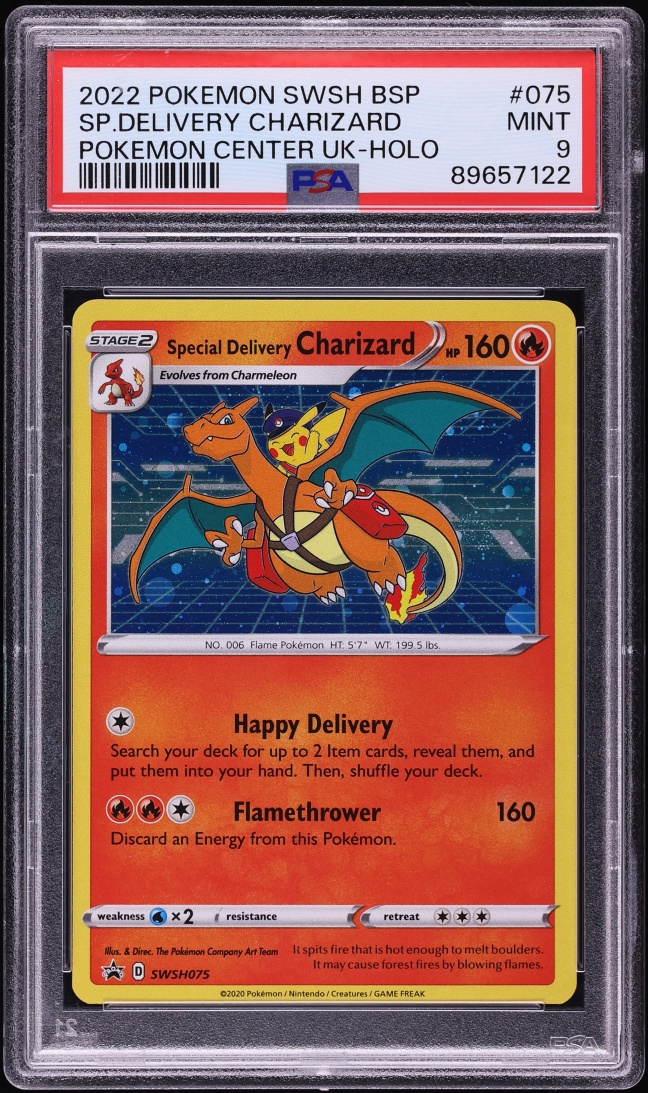 2022 Pokemon Sword & Shield Promo Center UK Holo Special Delivery Charizard #SWSH075 PSA 9 MINT