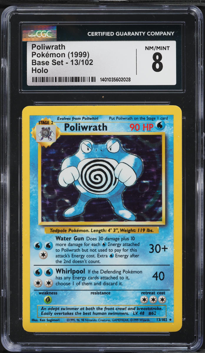 1999 Pokemon Base Set Holo Poliwrath #13 CGC 8 NM-MT