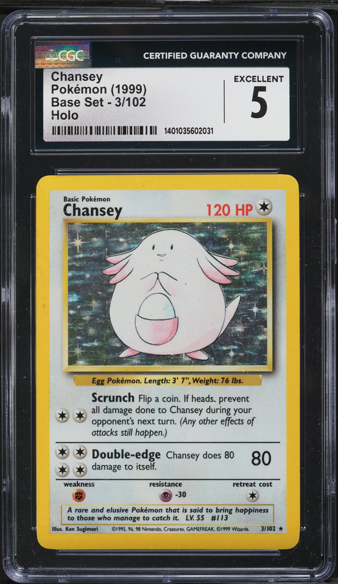 1999 Pokemon Base Set Shadowless Holo Chansey #3 CGC 5 EX