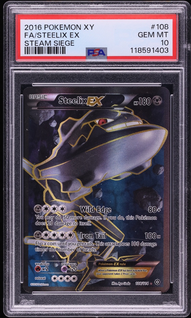 2016 Pokemon XY Steam Siege Full Art Steelix EX #108 PSA 10 GEM MINT