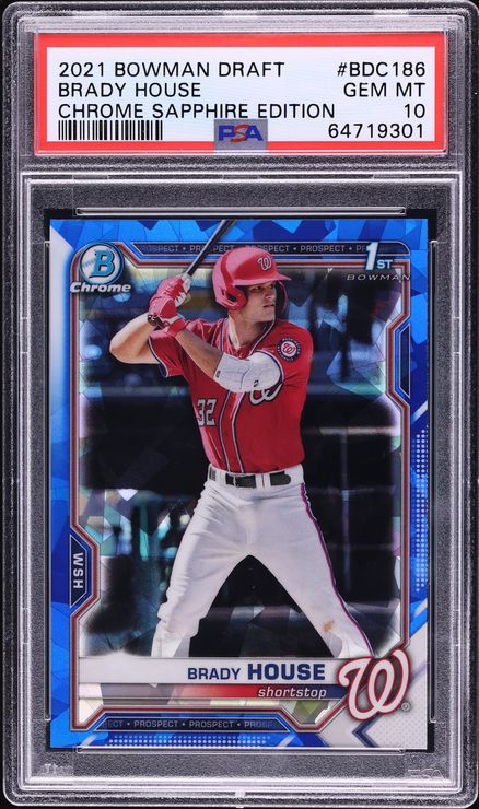 2021 Bowman Chrome Sapphire Edition Brady House ROOKIE #BDC-186 PSA 10 GEM MINT