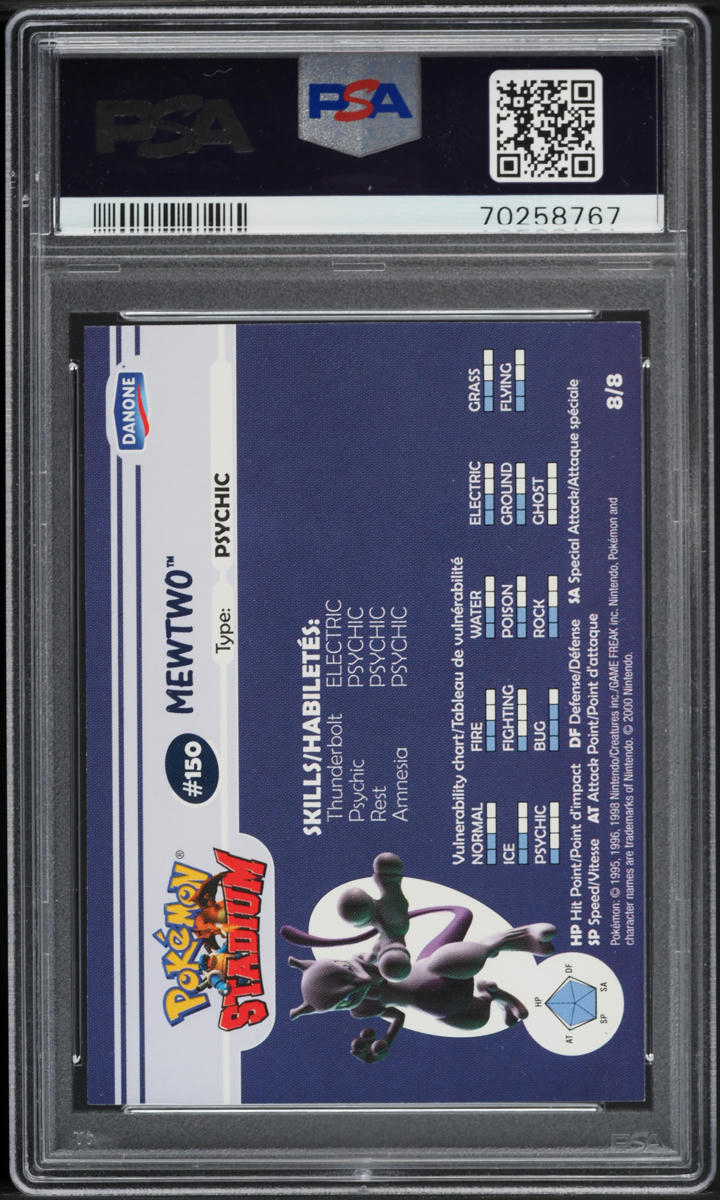 2000 Pokemon Stadium Danone Tip Error Shiny Mewtwo #8 PSA 10 GEM MINT