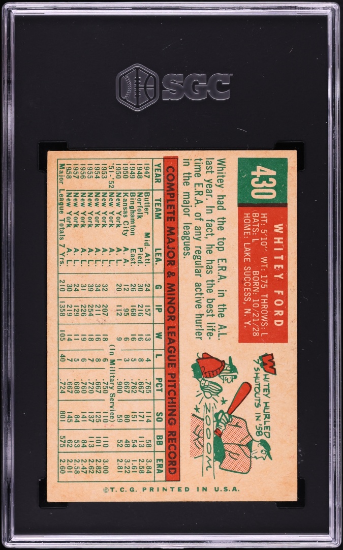 1959 Topps Whitey Ford #430 SGC 5 EX