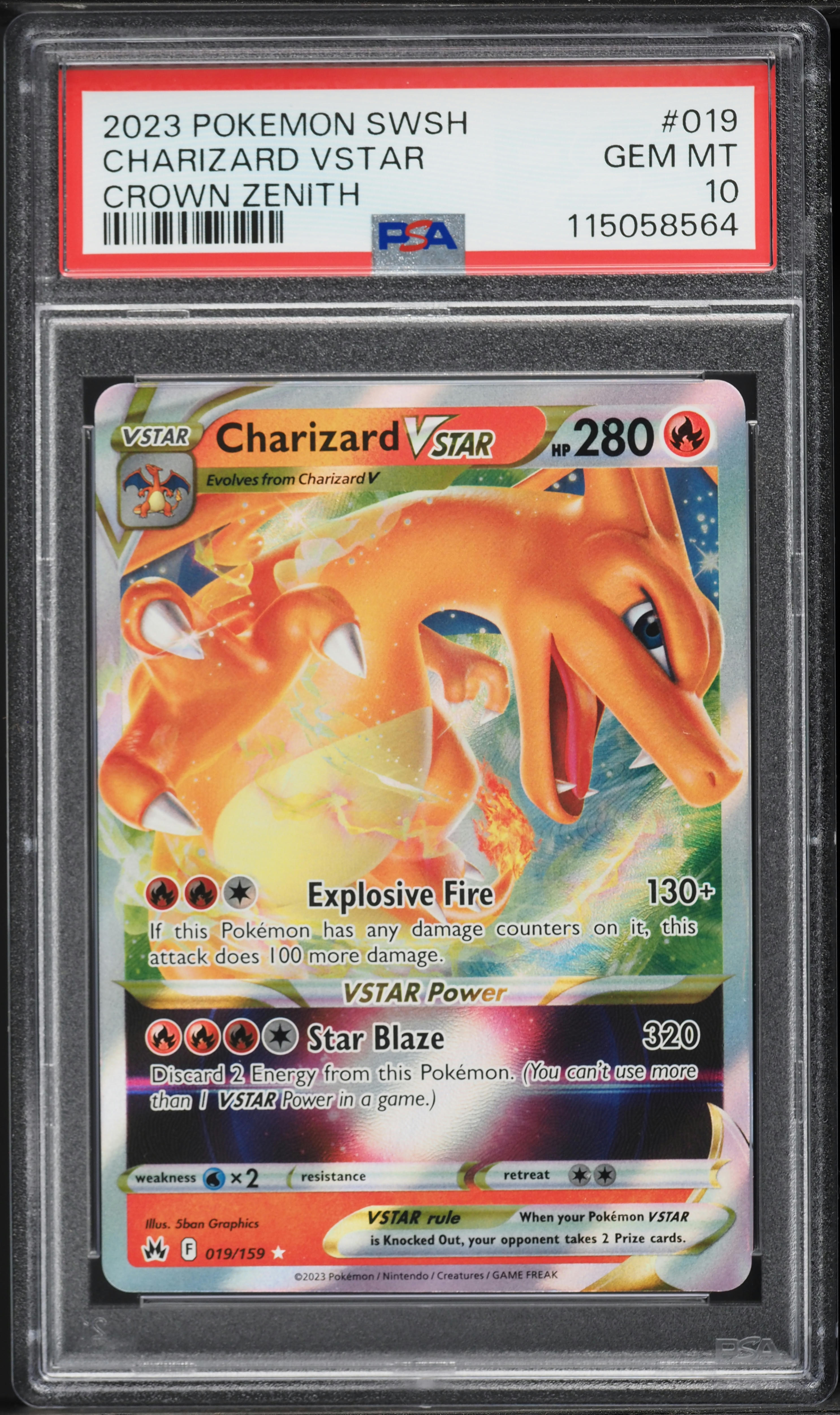 2023 Pokemon Sword & Shield Crown Zenith Holo Charizard VSTAR #19 PSA 10 GEM MINT