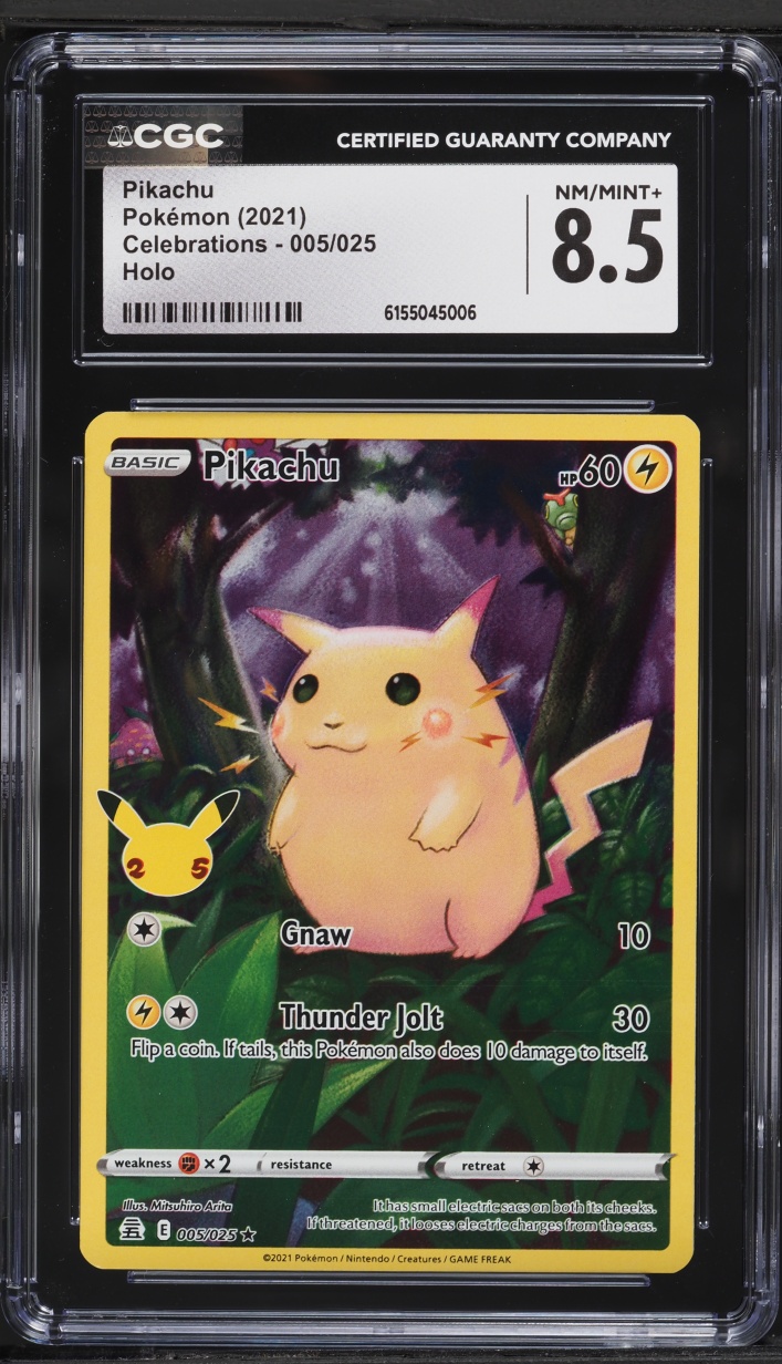 2021 Pokemon Sword & Shield Celebrations Full Art Pikachu #5 CGC 8.5 NM-MT+