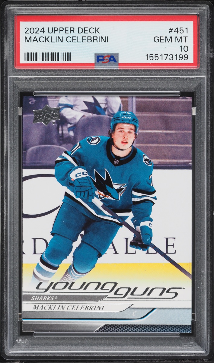 2024 Upper Deck Young Guns Macklin Celebrini ROOKIE #451 PSA 10 GEM MINT