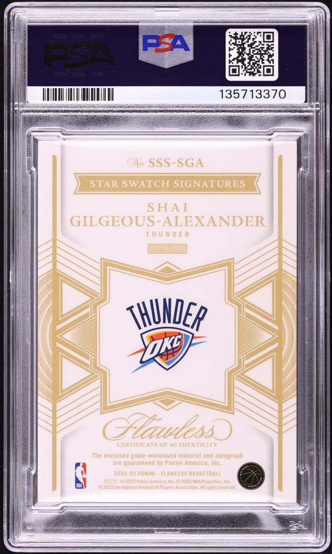 2024 Panini Flawless Star Swatch Emerald Shai Gilgeous-Alexander PATCH AUTO DNA 10 /5 PSA 10