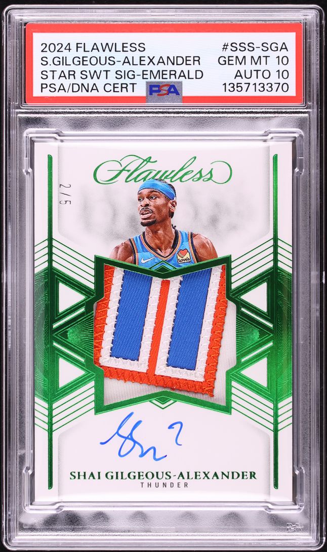 2024 Panini Flawless Star Swatch Emerald Shai Gilgeous-Alexander PATCH AUTO DNA 10 /5 PSA 10