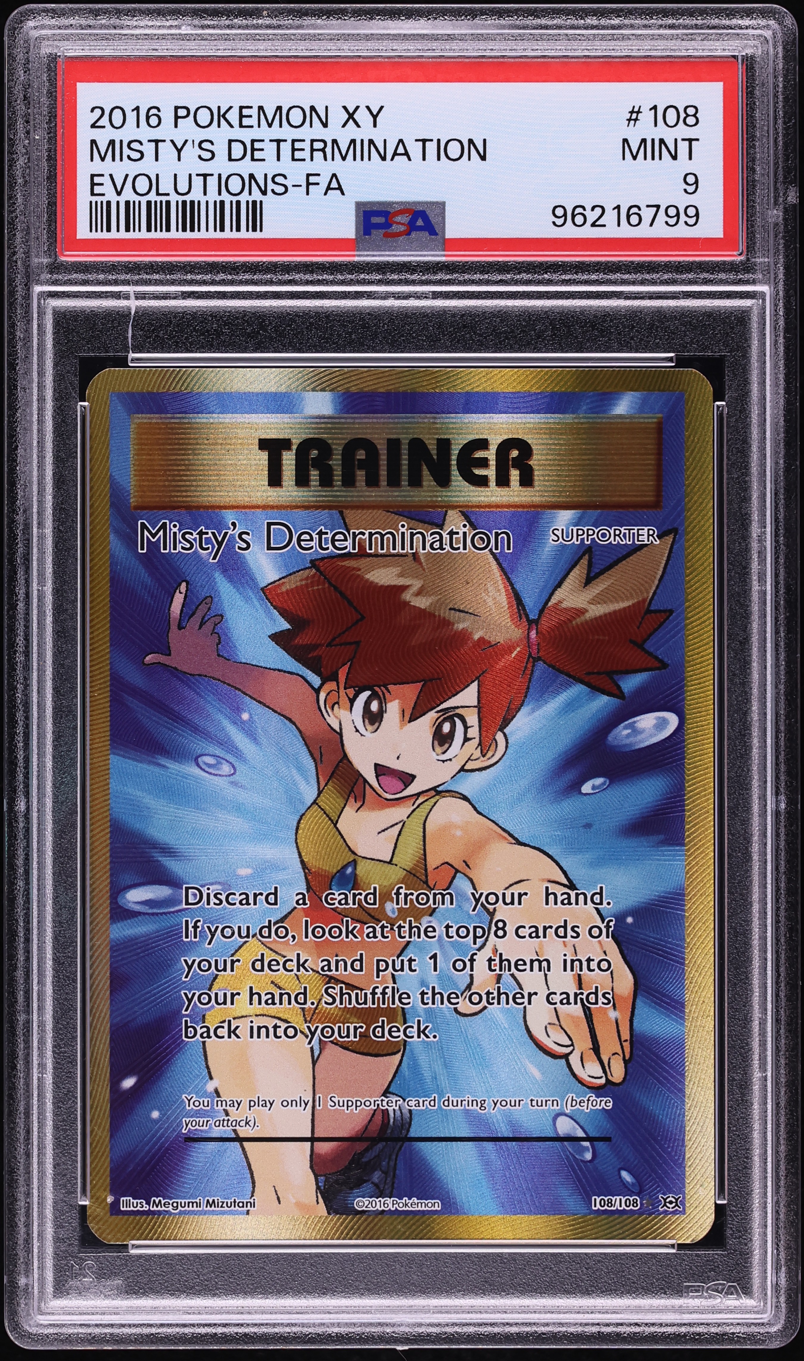 2016 Pokemon XY Evolutions Full Art Misty's Determination #108 PSA 9 MINT