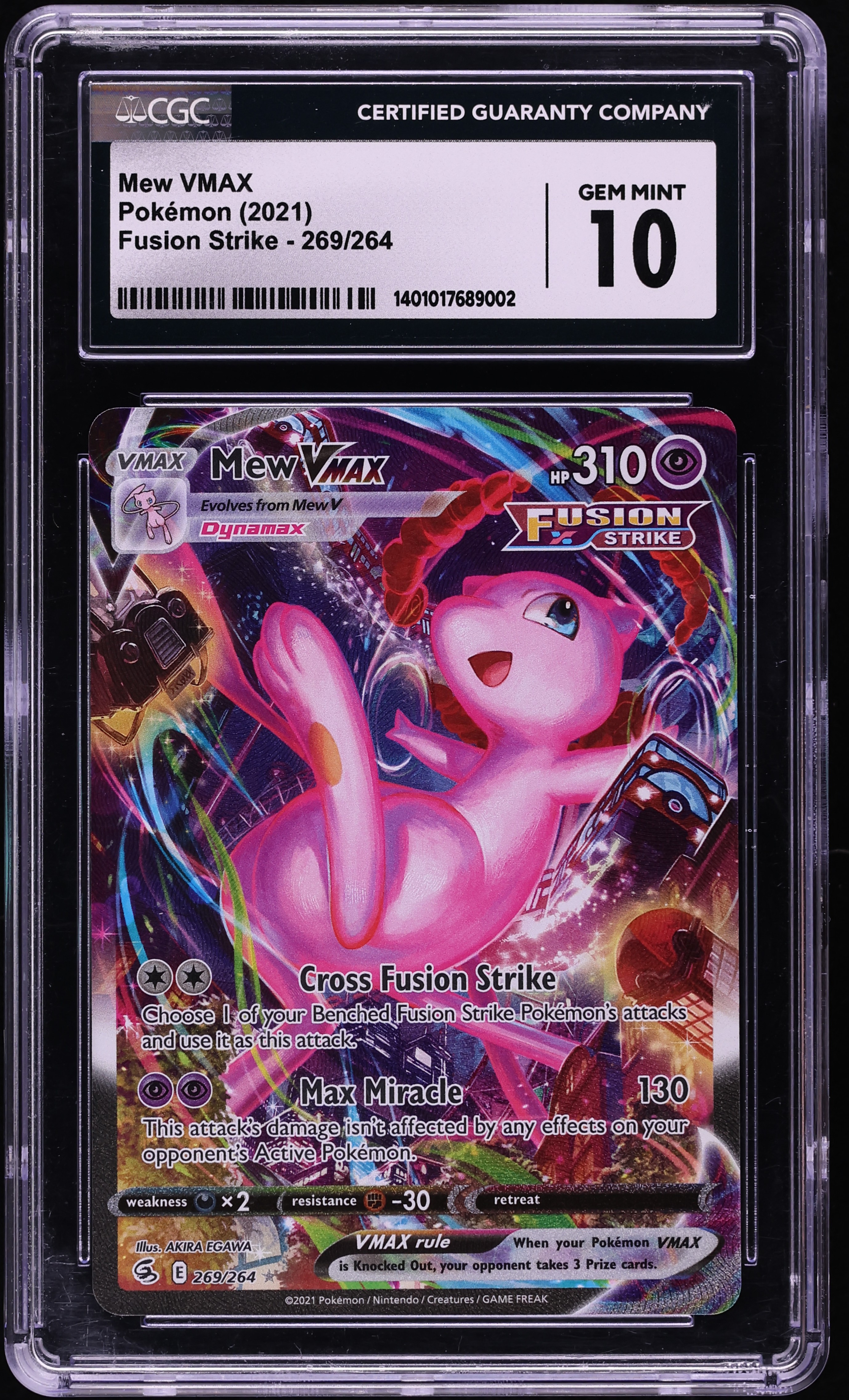 2021 Pokemon Sword & Shield Fusion Strike Alt Art Mew VMAX #269 CGC 10 GEM MINT