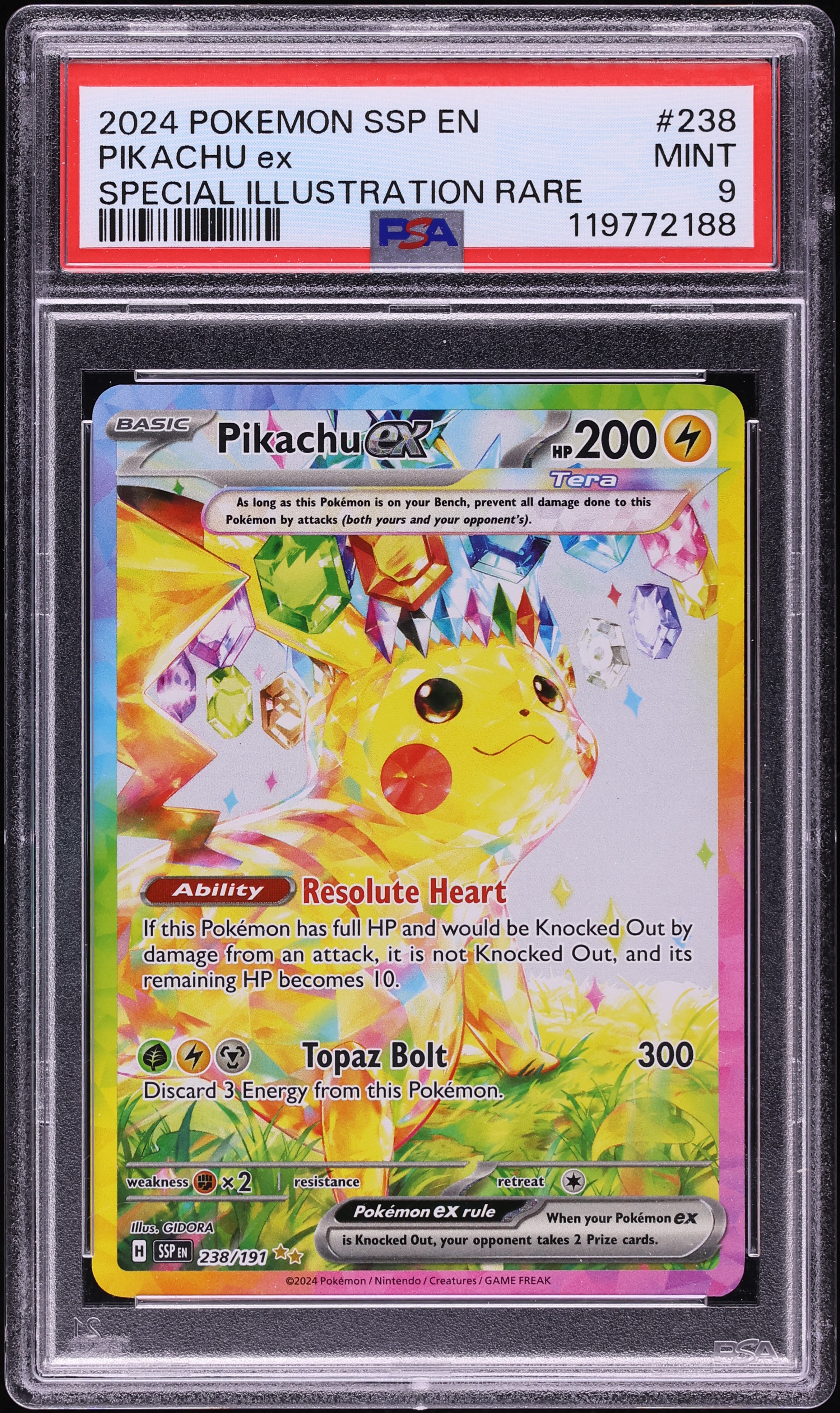 2024 Pokemon Scarlet & Violet Surging Sparks SIR Pikachu ex #238 PSA 9 MINT