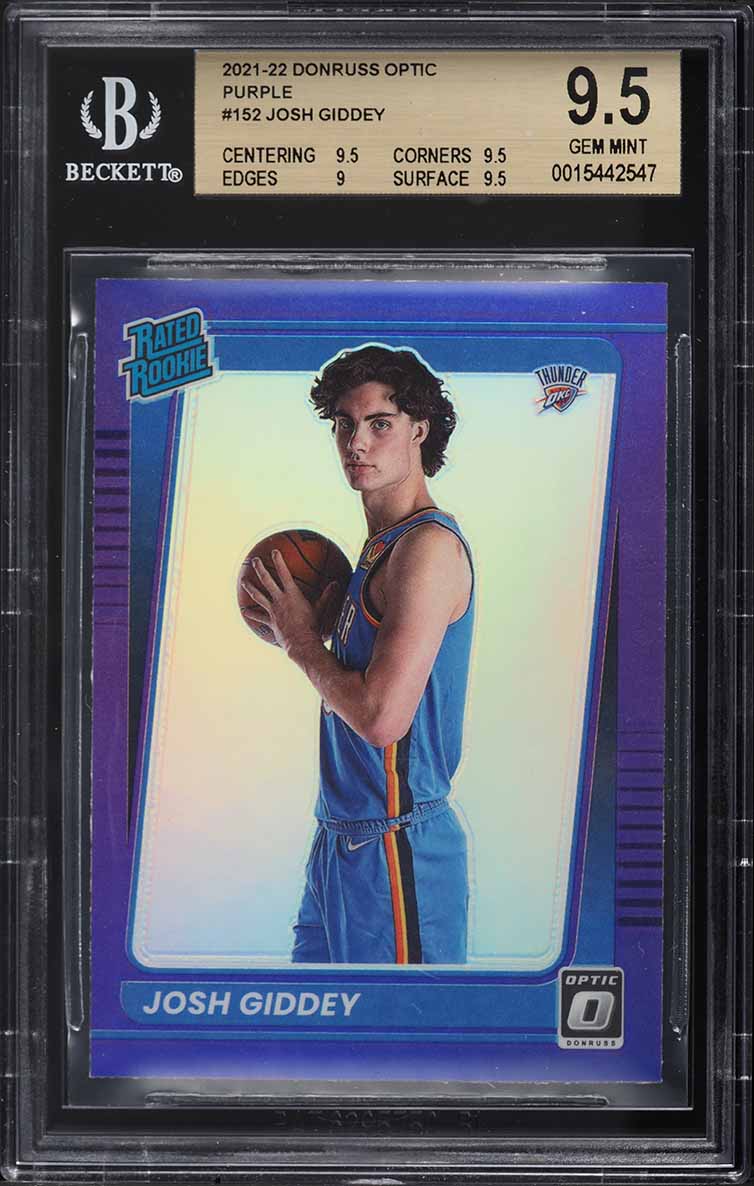 2021 Donruss Optic Purple Josh Giddey ROOKIE #152 BGS 9.5 GEM MINT
