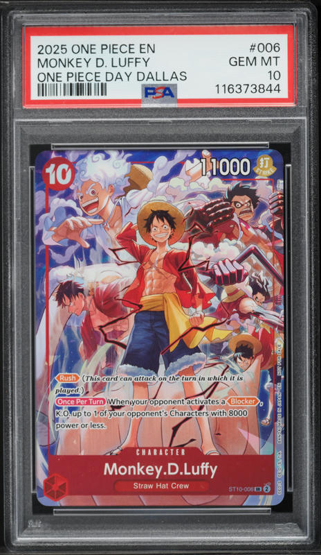 2025 One Piece Dodgers Promo Monkey D. Luffy #EB02-010 BGS 10