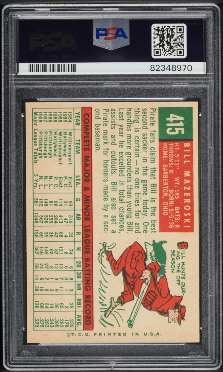 1959 Topps Bill Mazeroski #415 PSA 8 NM-MT