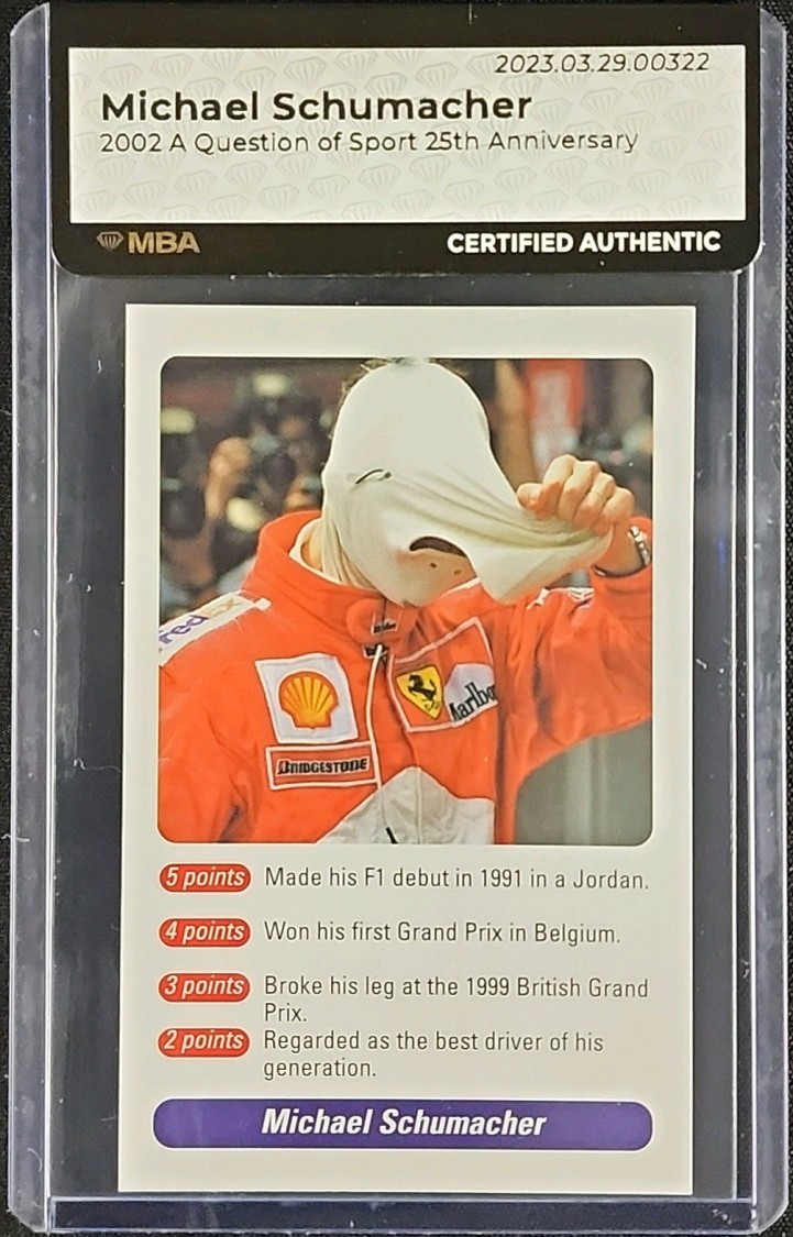 2002 A Question Of Sport 25th Anniversary Michael Schumacher MBA AUTH