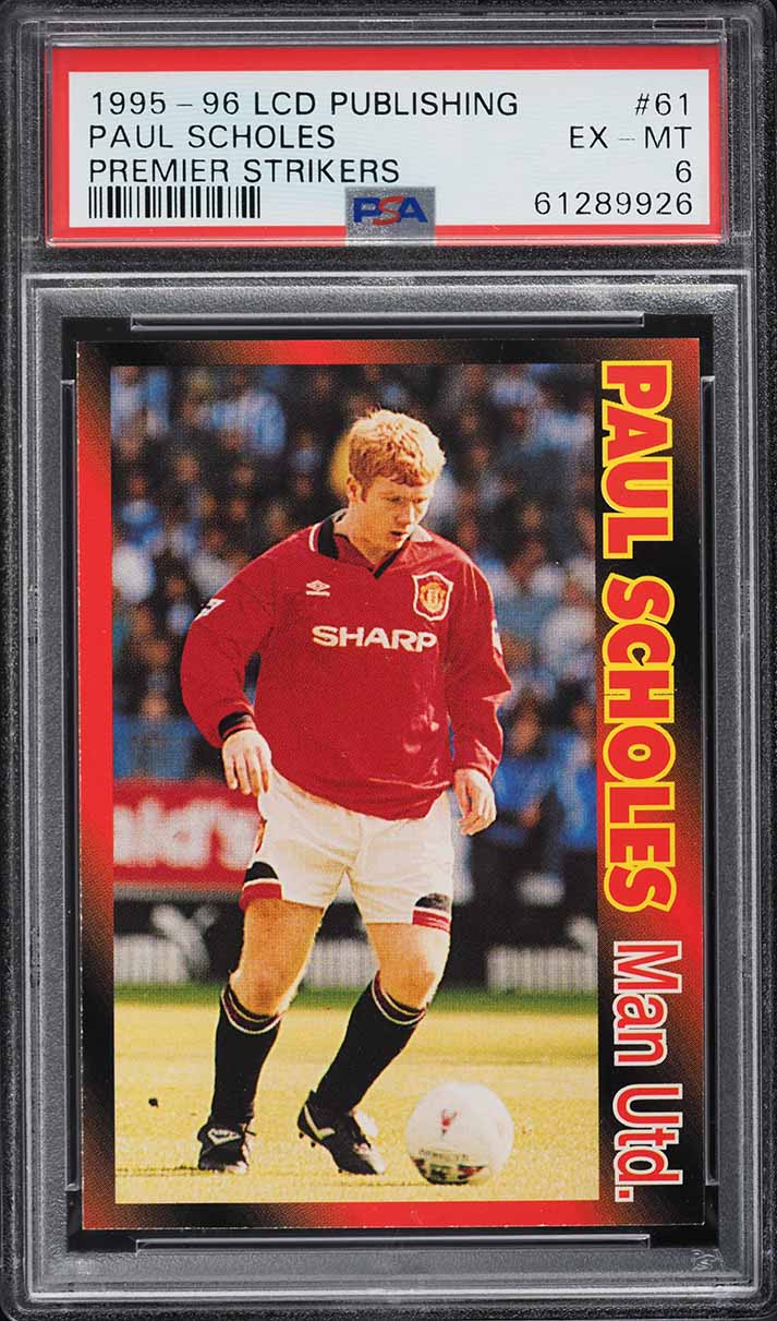 1995 LCD Publishing Premier Strikers Paul Scholes ROOKIE #61 PSA 6 EXMT